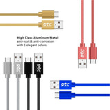DTC USB Type C to USB 3.0 3Ft Nylon Braided Cord Fast Charging with Reversible Connector Cable