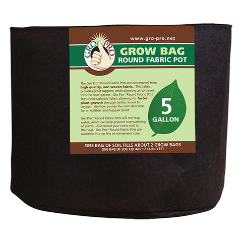 Gro Pro Premium Round Fabric Pot 10 Gallon - Black